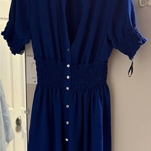 Chic Navy Button-Front Dress